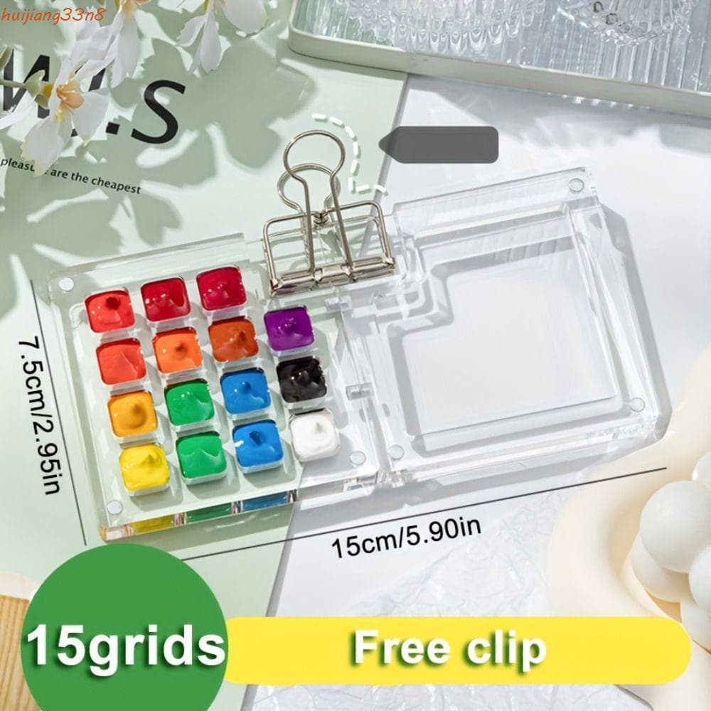 Paleta De Pintura Em Aquarela HUIJIANG , Caixa De Pigmento De Tinta Acrílica De Grade 8/15 , Mini Vazia Dobrável Portáti