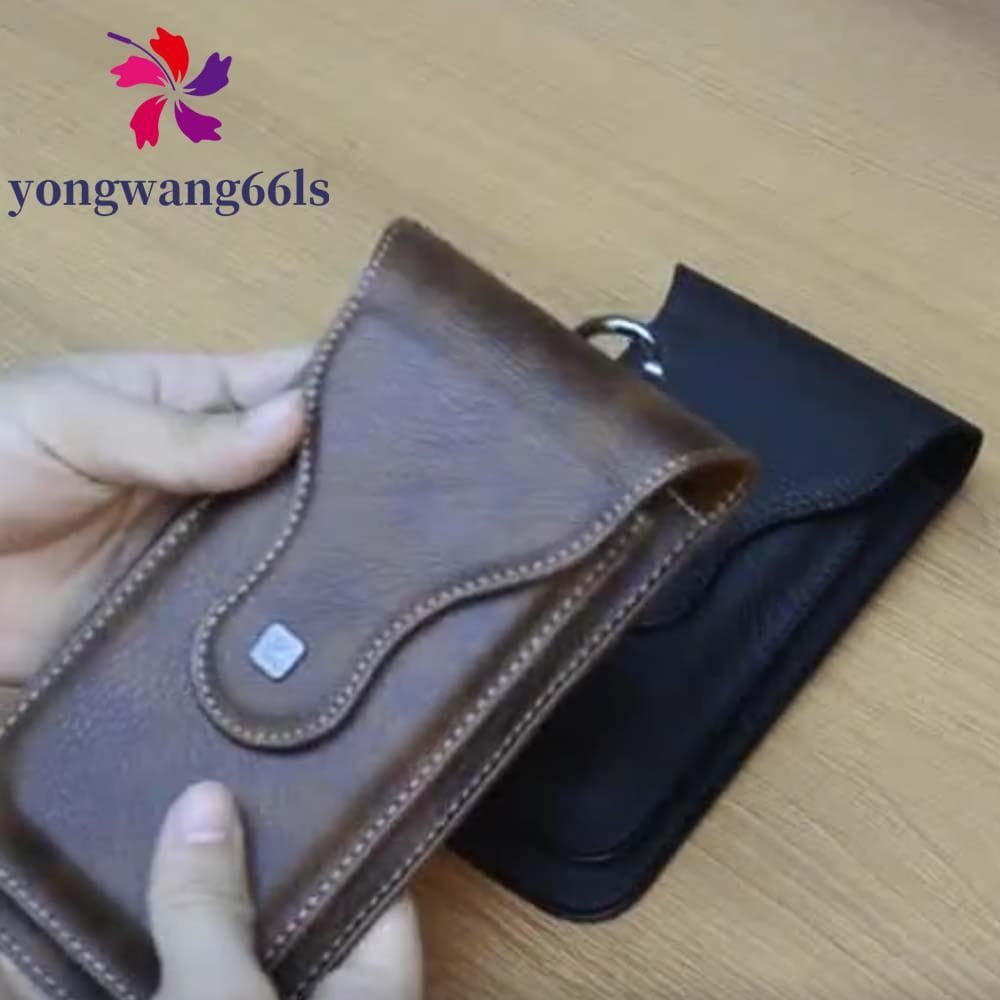Carteira De Couro YONGWANG Crazy Horse , Chaveiro De Bolso , Bolsa De Cintura Para Telefone PU Curta Portátil Multifunci