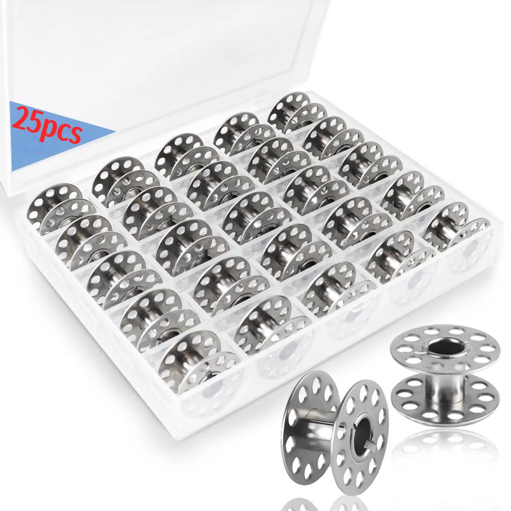 25 Bobinas de Ferro em Caixa para Máquina de Costura - Organizador, Rolos e Eixo Fino