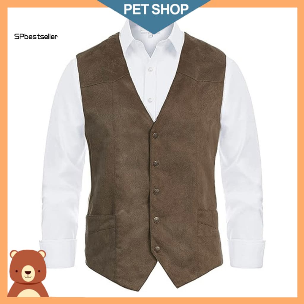 Professional Suit Vest Men Men's Slim Fit V-neck Waistcoat with Pockets Single Breasted Formal Business Sleeveless Solid