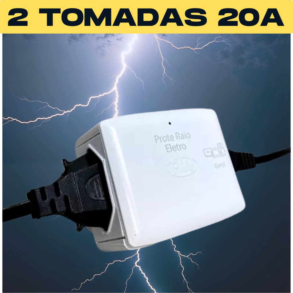 Protetor 2 Tomadas Contra Picos Raios e Surtos Elétricos 20A Bivolt PW