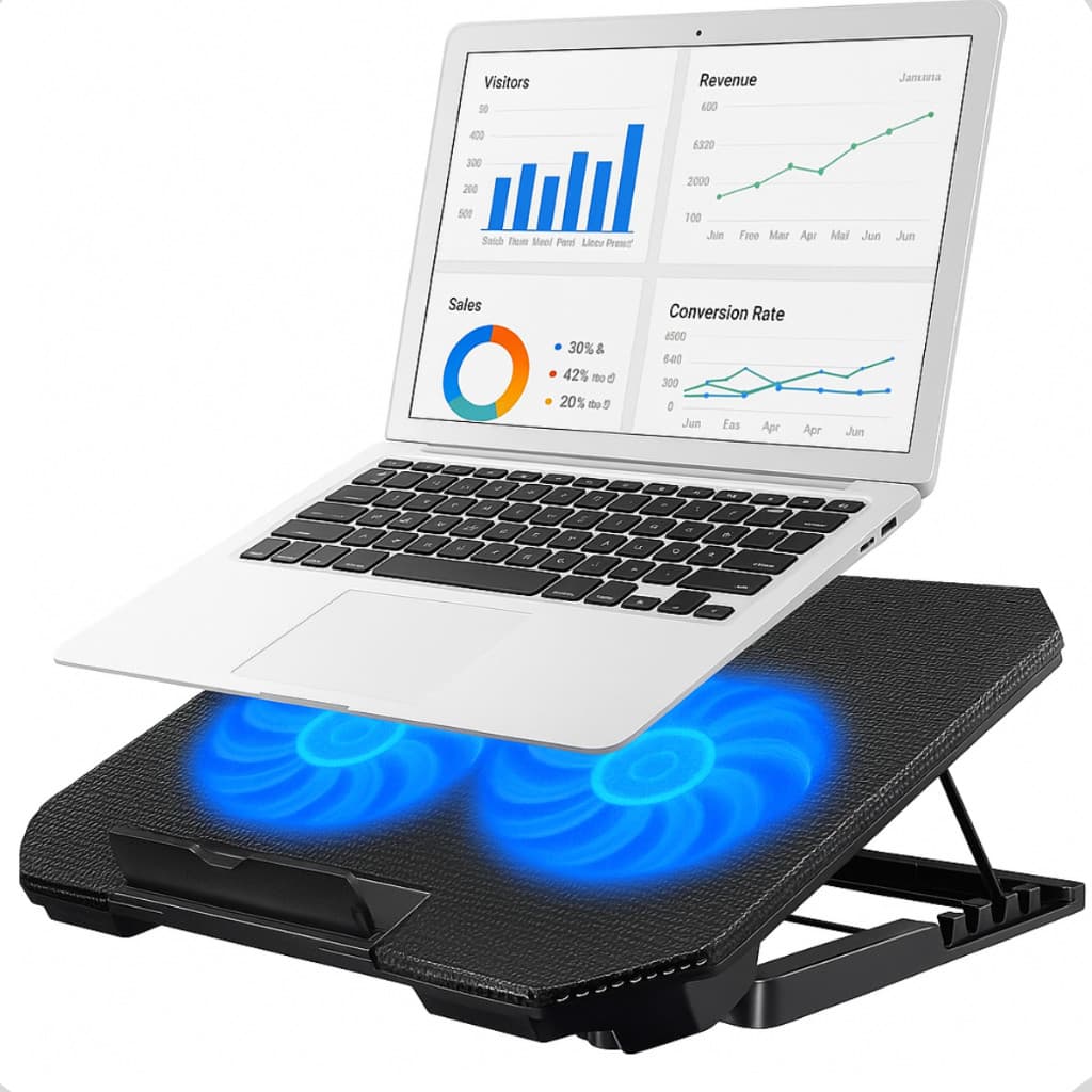 Suporte 2 Coolers Base Refrigerada Notebook Laptop Com Ventoinhas Fans Potentes