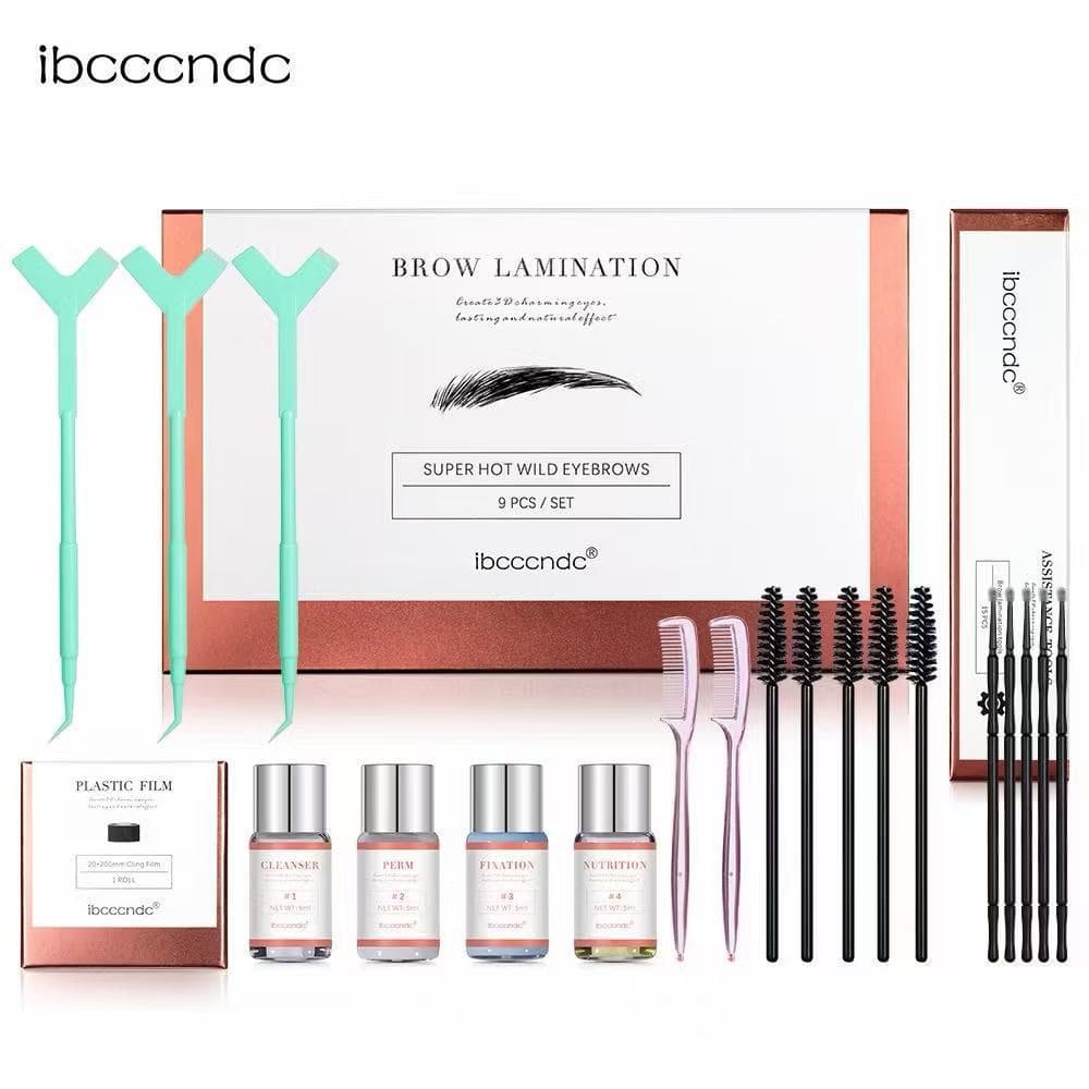 Kit Laminação De Sobrancelhas 9 em 1 Permanente Lifting Fixação Forte Nutrição Brow Lift Profissional ibcccndc