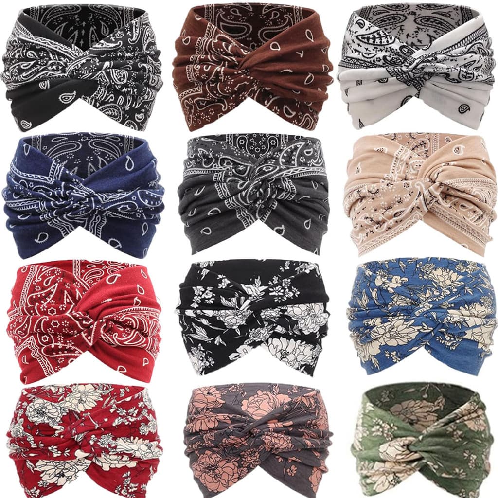 Faixa de Cabeça Esportiva Bohemian Yoga para Mulheres, Faixa Larga Elástica Antiderrapante para Exercícios, Corrida, Fai