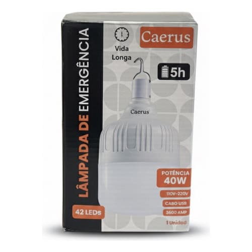 Lâmpada De Emergência Caerus 42 Leds 5h Branco 127/220v