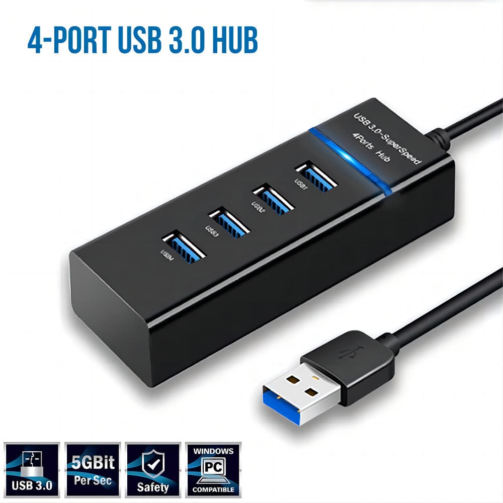 4 Portas USB 3.0/2.0 Hub Splitter Alta Velocidade Transferência Rápida de Dados Extensor TOP