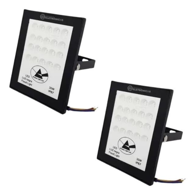 Kit 02 Refletor Fluorescente 30w Luz Negra Neon Bivolt Ip67