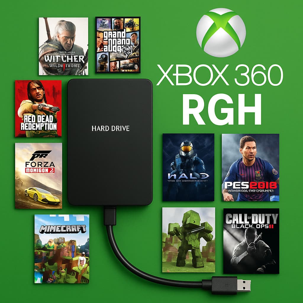Hd 500 Gb 160 jogos + Case Externa + 9000 Jogos retro Para Xbox 360 Rgh