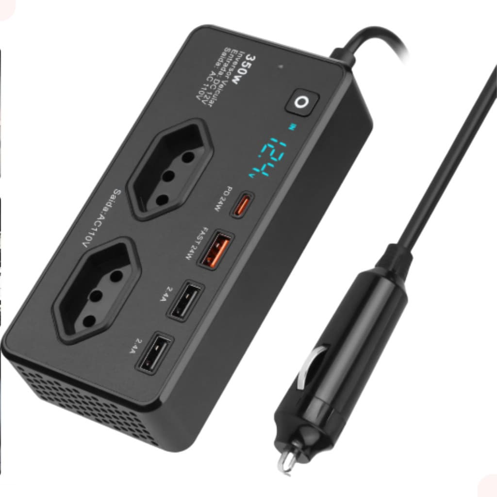 Inversor Veicular De Energia 2usb/ubc-c/ac Potência 350w