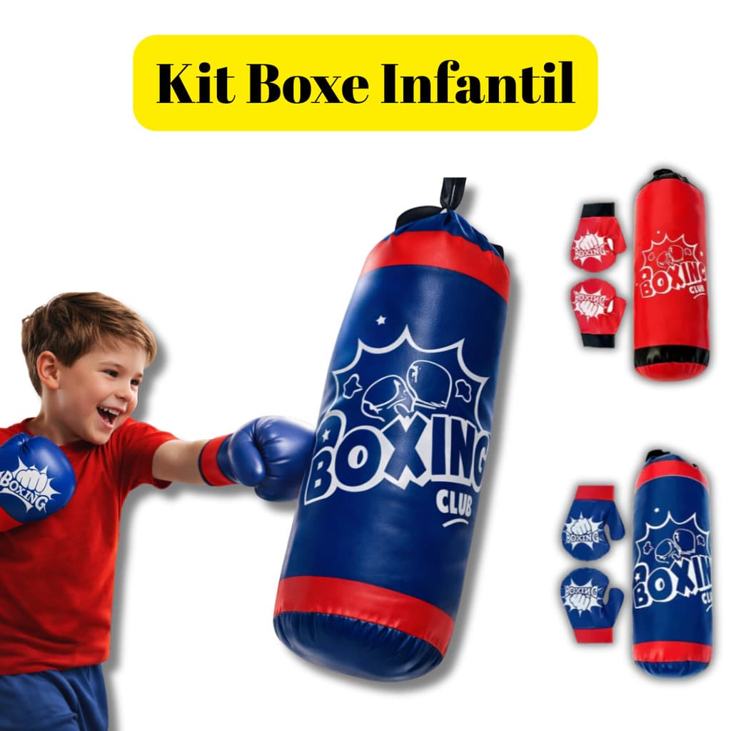 Kit Boxe Infantil Mini Saco de Pancada + Luvas Treino Compacto Saco de Boxe Crianças Divertido Esporte
