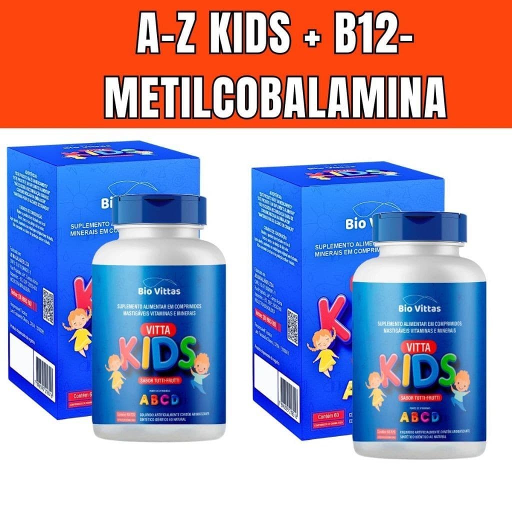 Vitamina Infantil KIT Mastigável / 240 Comprimidos - Suplemento Bio Vittas
