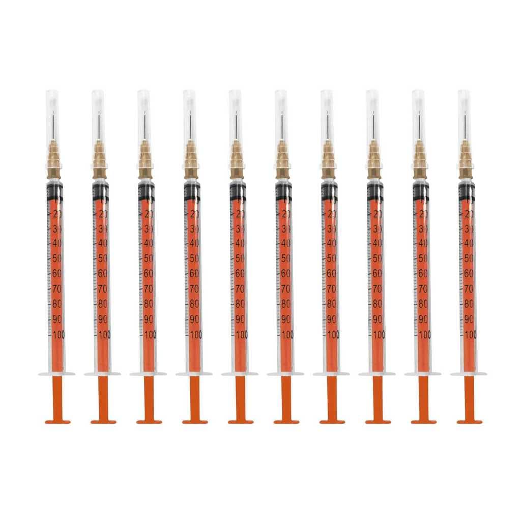 Seringa Insulina 1ml Agulha 13x0,45mm 26G - Kit 10un Medix