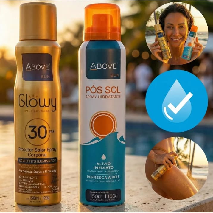 Kit Protetor Solar Fps30 Spray Iluminador Corporal 150ml + Pós Sol 150ml Grátis