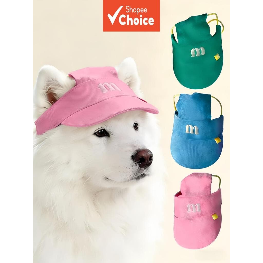  Chapéu de Viseira Solar para Cachorros e Gatos, Boné de Beisebol Ajustável e Respirável com Furos para as Orelhas,