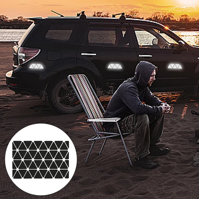 1 Conjunto De Adesivos Refletivos Para Capacetes De Motocicleta , Invisível , Preto , Retângulo , Triângulo , Fita Refle