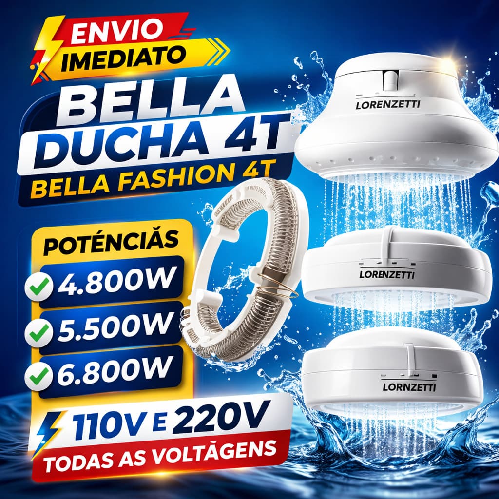Resistência lorenzetti Compatível  Bella Ducha 4T / D.Fashion 4t / Ultra 4T 4800,5500,6800W 110/220