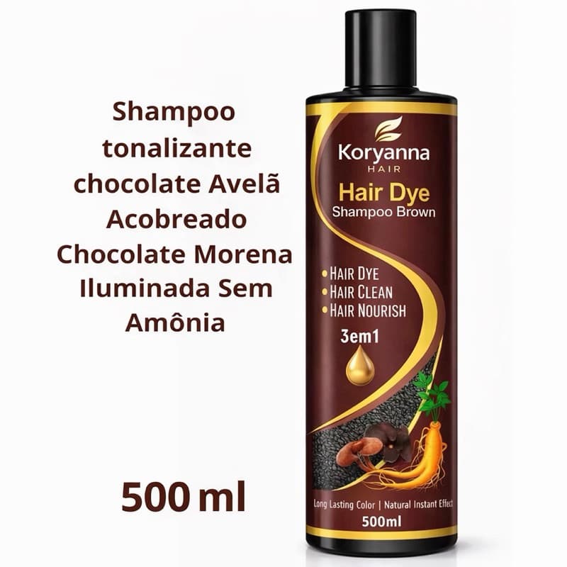 Shampoo Tonalizante Chocolate Avelã Acobreado Morena Iluminada Sem Amônia 500g
