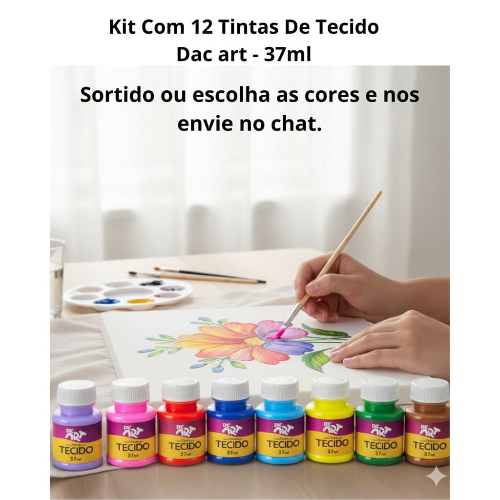 Kit Com 12 Tintas De Tecido art - 37ml / Dac