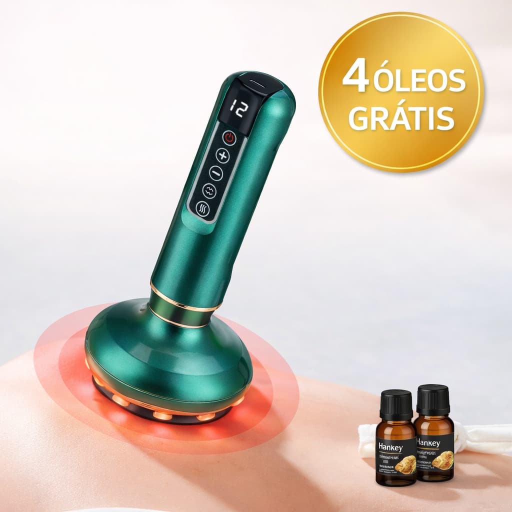 Massageador Elétrico com Aquecimento e Sucção + 4 Óleos Grátis
