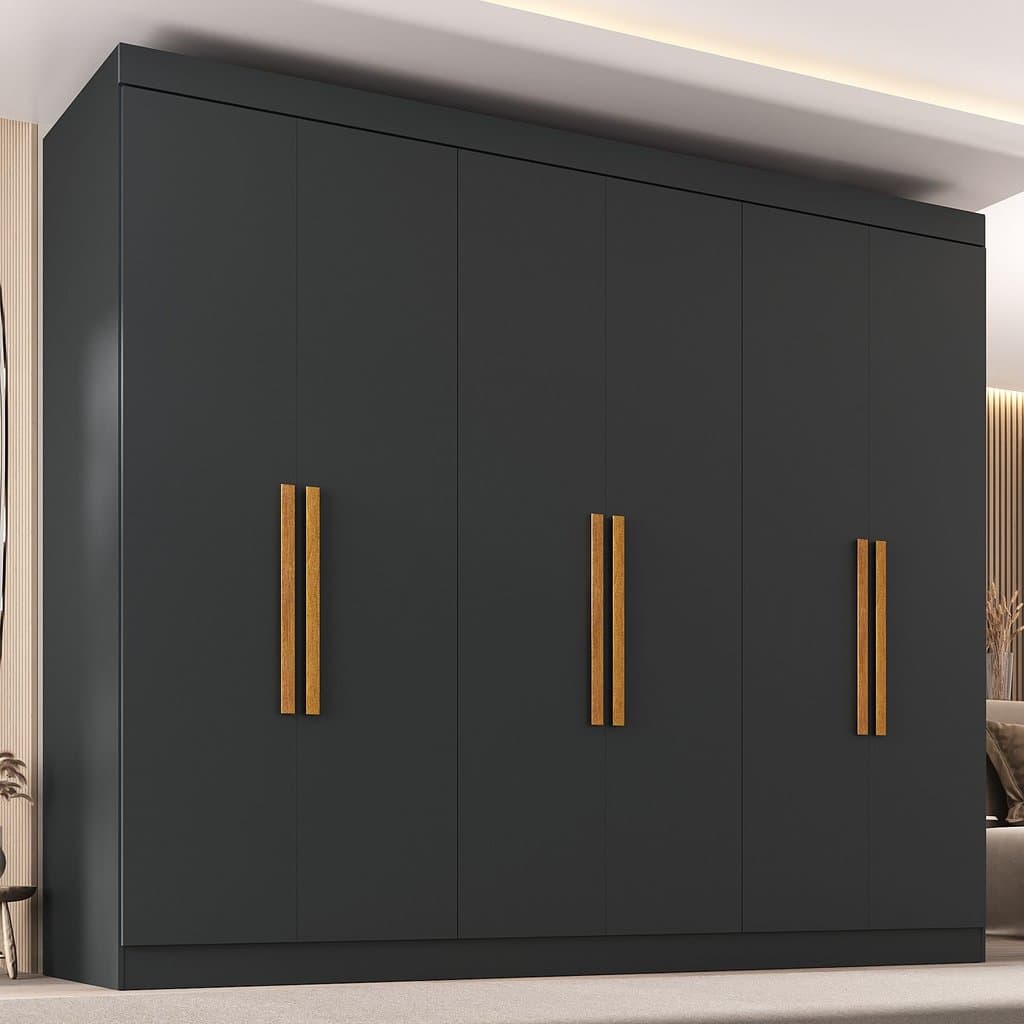 Guarda Roupa Casal 6 Portas em MDP 180cm Paris Espresso Móveis Preto