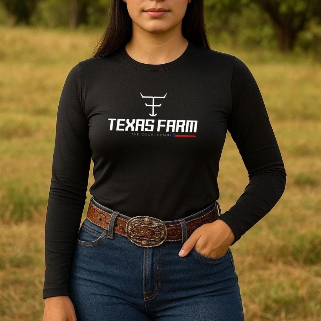 Camisa Texas Farm UV Proteção Feminina Manga Longa Country Térmica Algodão Estilo Western Rodeio