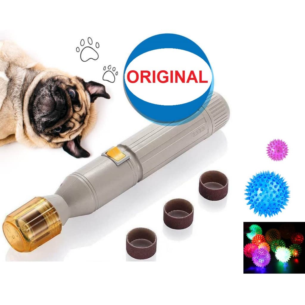 Lixador De Unhas Pet automatico Com 3 Lixa Cachorro Gato + Bola Led Som Kit