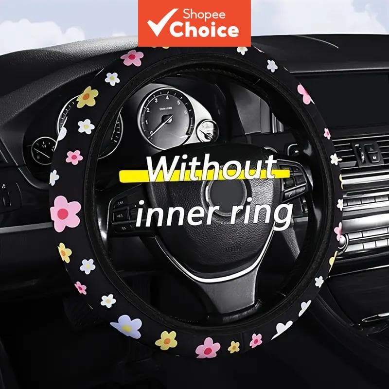  Capa de Volante com Estampa Floral, Elástica e Fácil de Instalar, Ajuste Universal para Todas as Estações - Acessórios