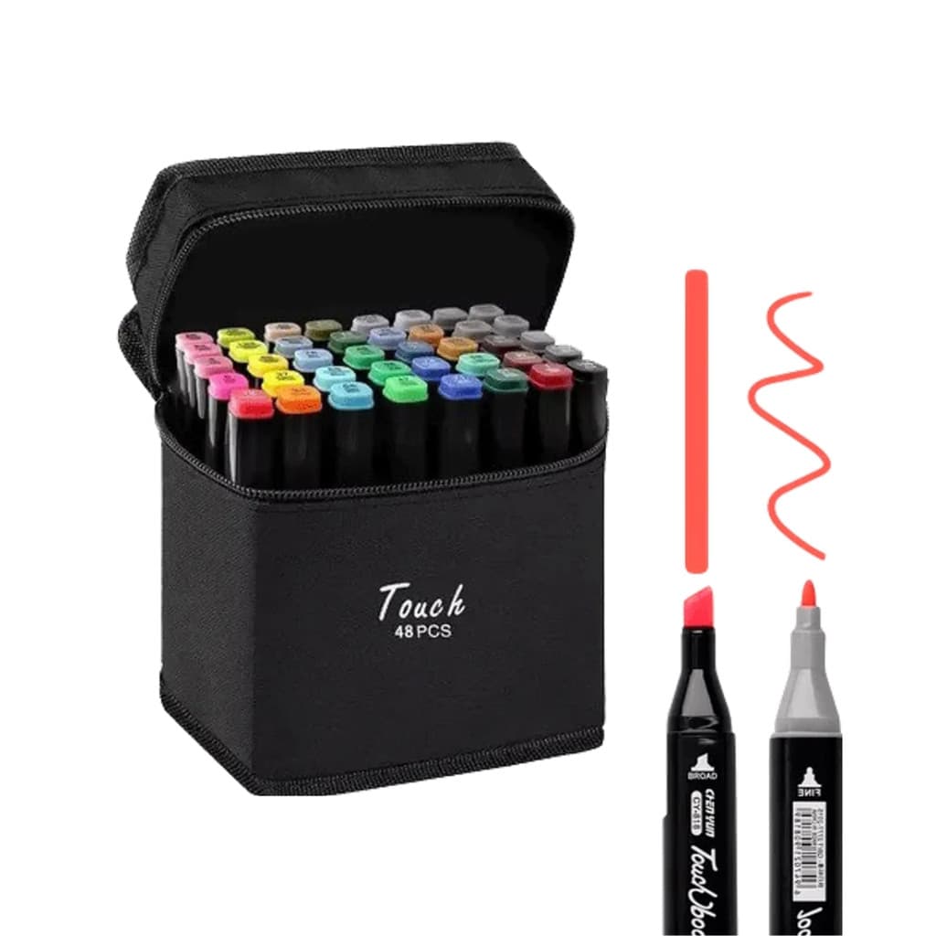 Kit 48 Canetinha Marcador Caneta Ponta Dupla 48 Cores Aquarela