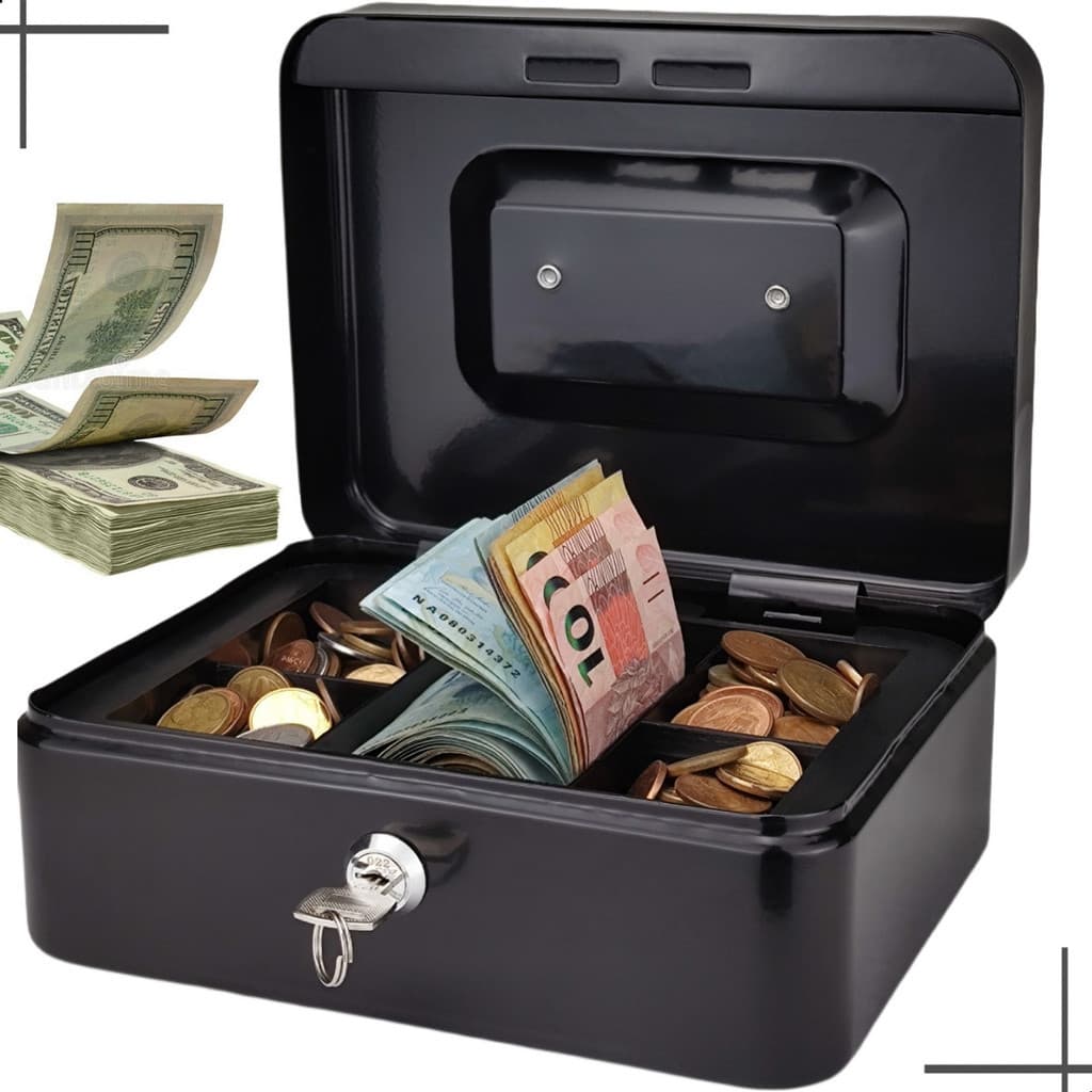Cofre De Metal Cash Box - Segurança Para Dinheiro E Jóias