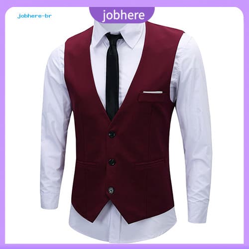 [Jobra] Masculino Clássico Formal Business Slim Fit Chain Dress Colete Terno Smoking