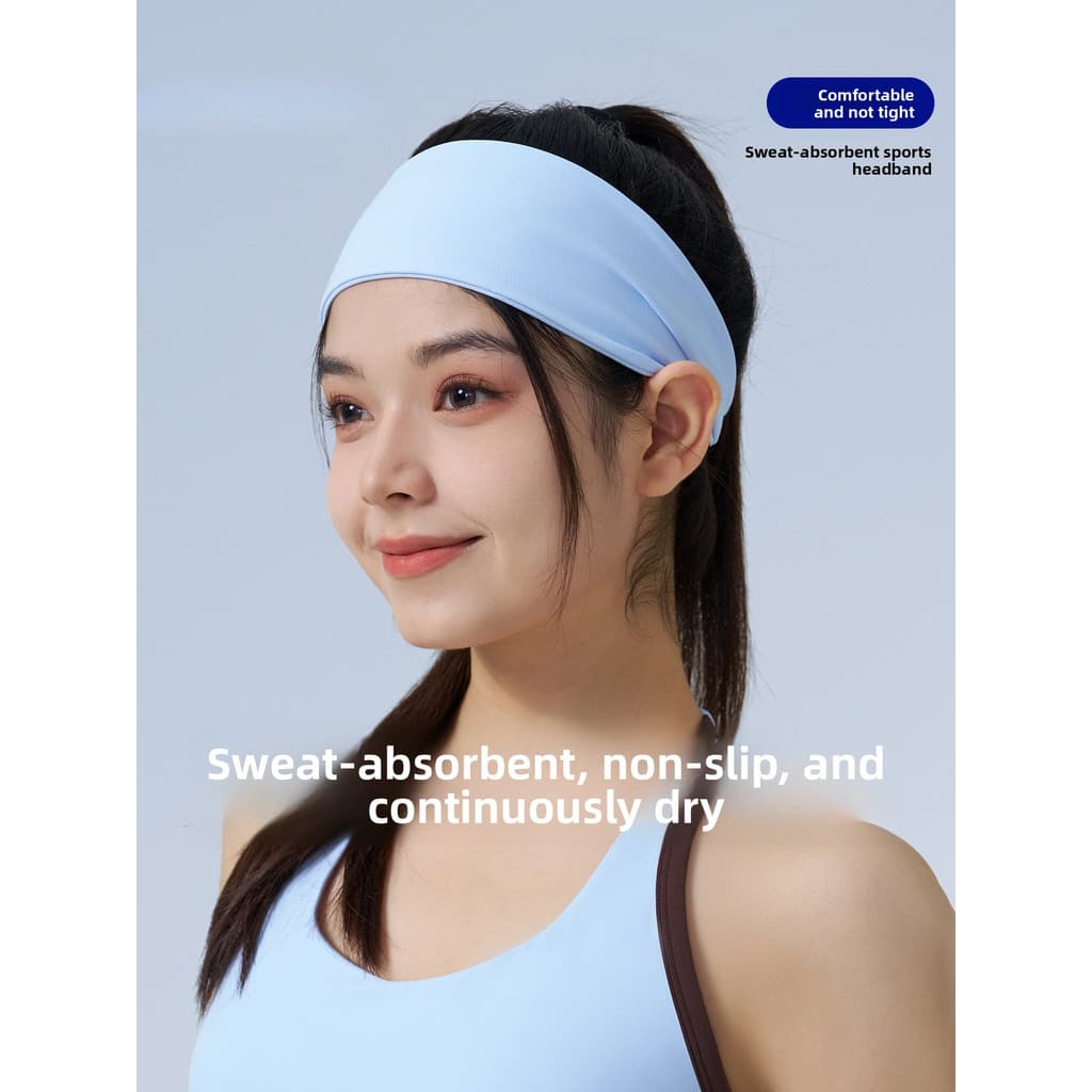 Cor sólida esportes bandana feminino suor-absorvente elástico alargamento correndo Fitness Yoga bandana bandana antitran