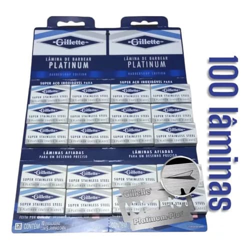 Lâmina de Barbear Gillette Platinum 100 unidades