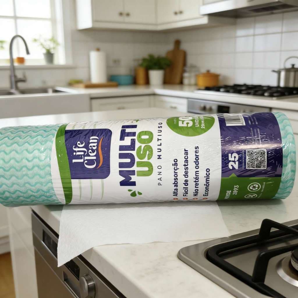 100 Pano Multiuso cozinha 2 Rolos com 50 Panos Antibactérianos