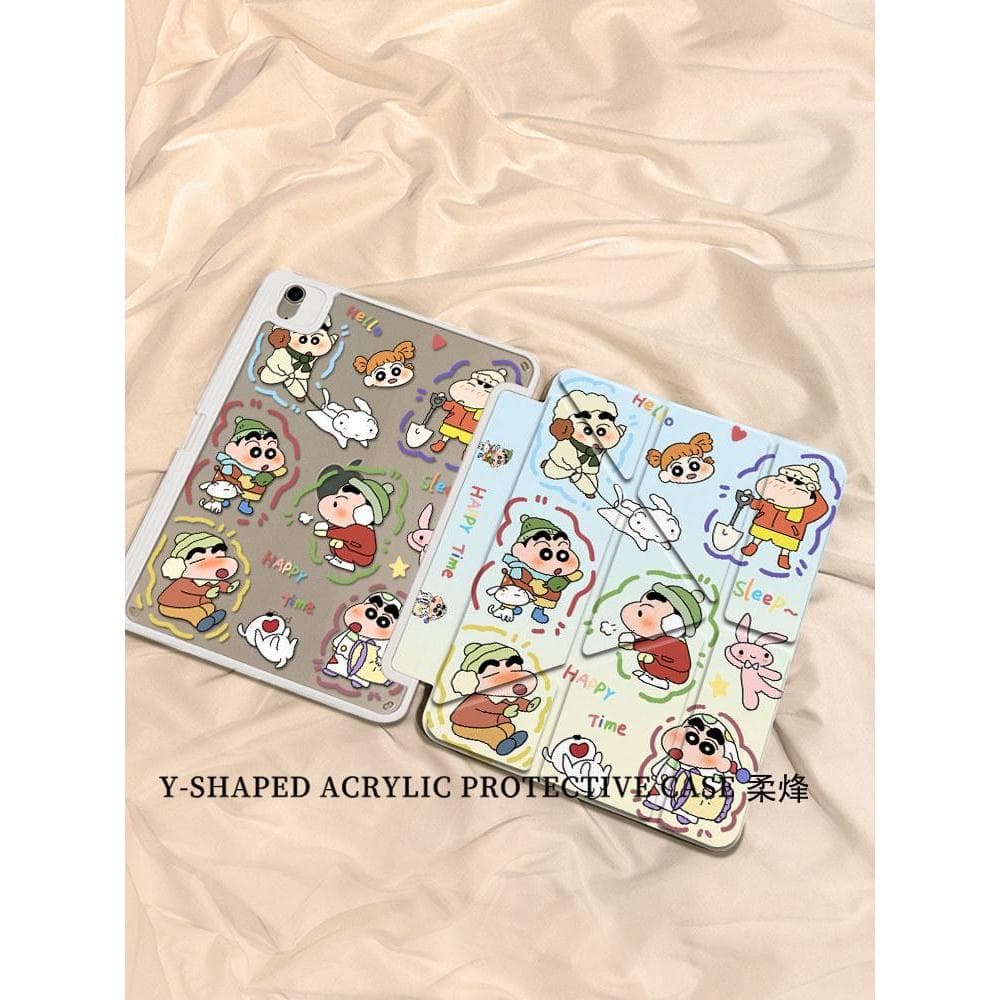 Novidade para 2026 Crayon Shin-Chan 3+y Fold Adequado para capas protetoras de ipad air7/62025 Capa para Tablet 2020 Acr