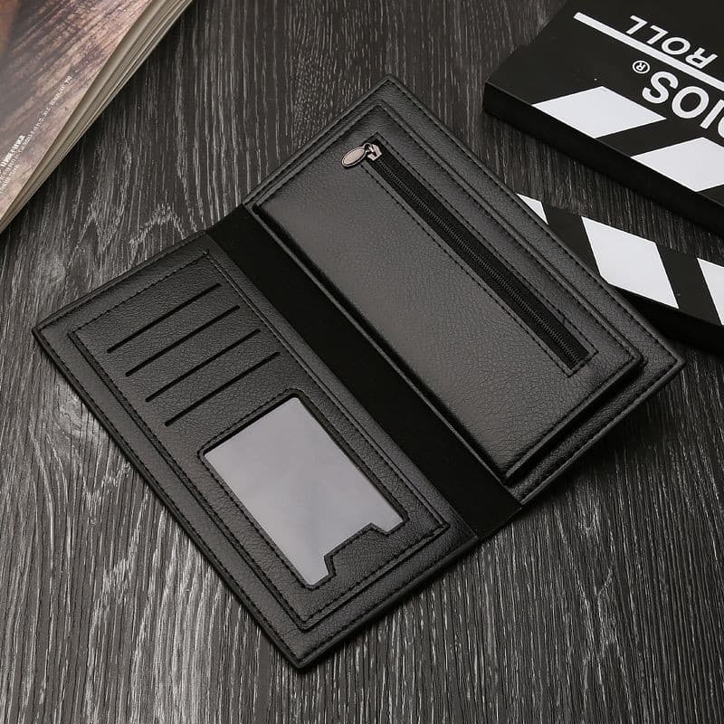Carteira masculina com Slot para vários cartões porta-cartões longo fino multifuncional um