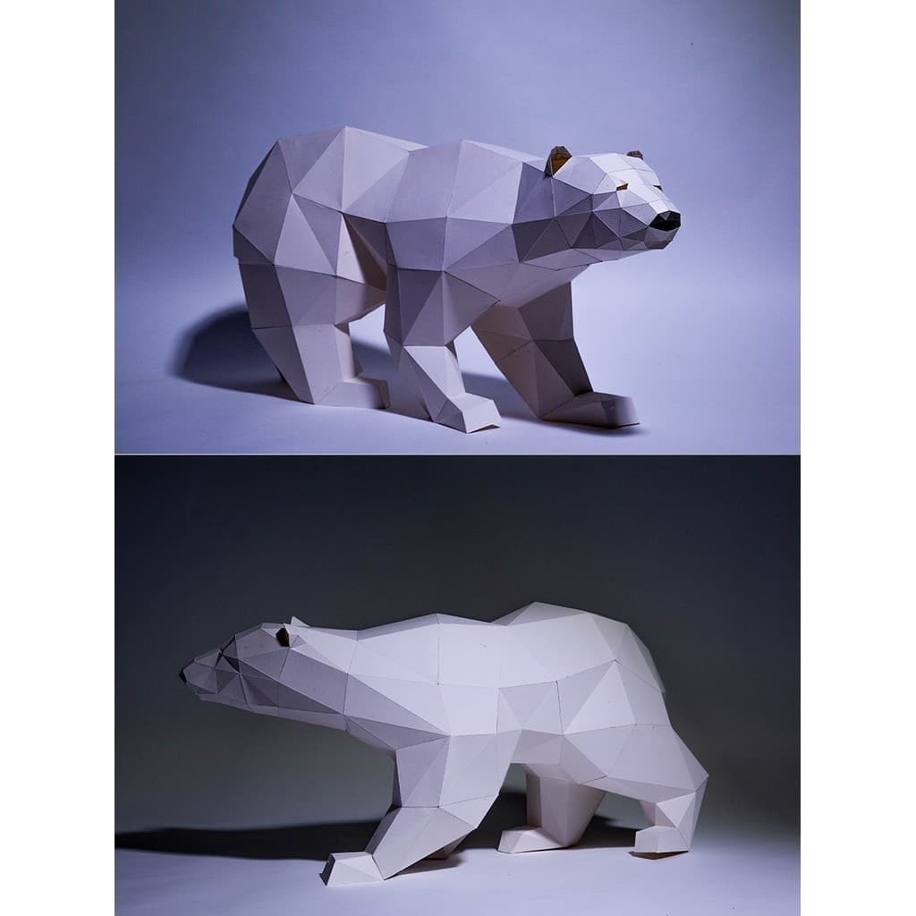MOMO Molde de papel tridimensional Urso Polar Molde de papel Cartão Cena tridimensional Modelo 3d Quarto Decoração de sa