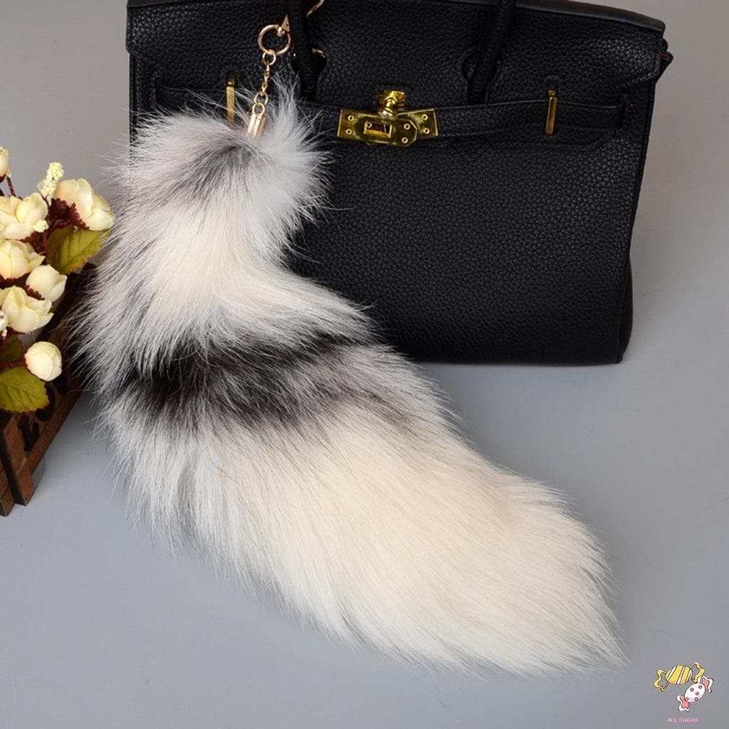 Chaveiro Fluffy Fox Tail-Bolsa Mochila Acessório Gancho Borla