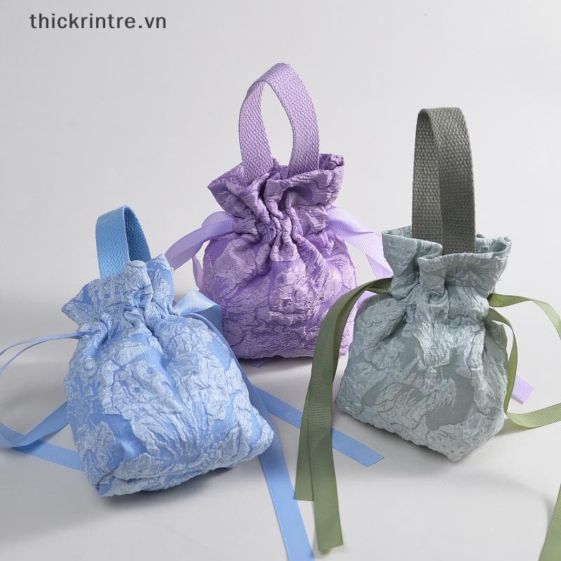 THI Bolsa Pequena De Lona Floral Com Cordão E Alça Para Casamento De Noivado VN
