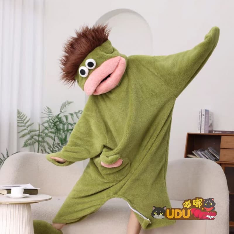 Pijamas de Pelúcia de Peixe com Boca Grande e Fofinho, Engraçado, Peixe Feio, Pijama de Uma Peça, Outono Inverno, Roupa 