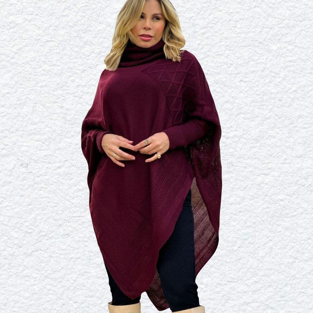 Kimono de Malha Grossa Lã Poncho Blusa Tricô Feminino Veste 44/46
