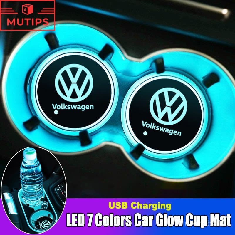 Volkswagen 7 Cores LED Tapete De Copo De Carro Suporte De Luz Porta-Copos De Bebida Decoração De Interiores Para VW Polo