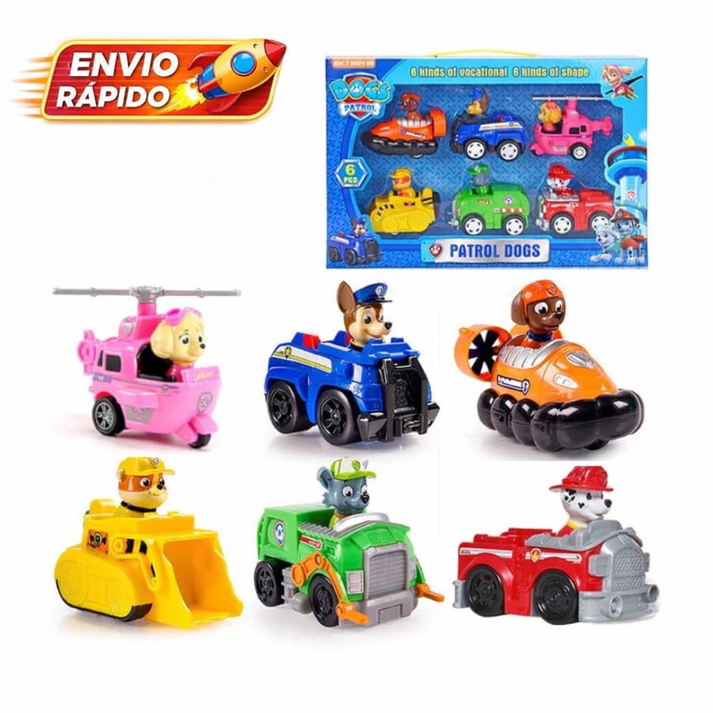 Kit 6 Carrinhos Patrulha Canina Brinquedo Fricção