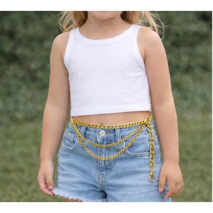 Cinto infantil estiloso 3camadas corrente juvenil 80cm modablogueirinha