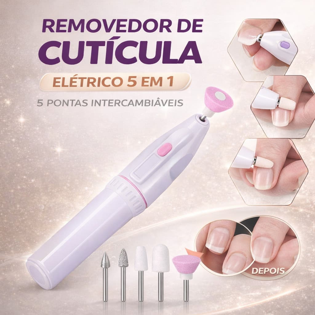 KIT Lixa Elétrica Profissional para Unhas Portátil com Removedor de Cutícula Manicure Pedicure