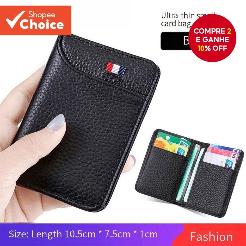 Carteira Slim Masculina-ID/Cartão/De Motorista Multifuncional Com Compartimento Para Moedas