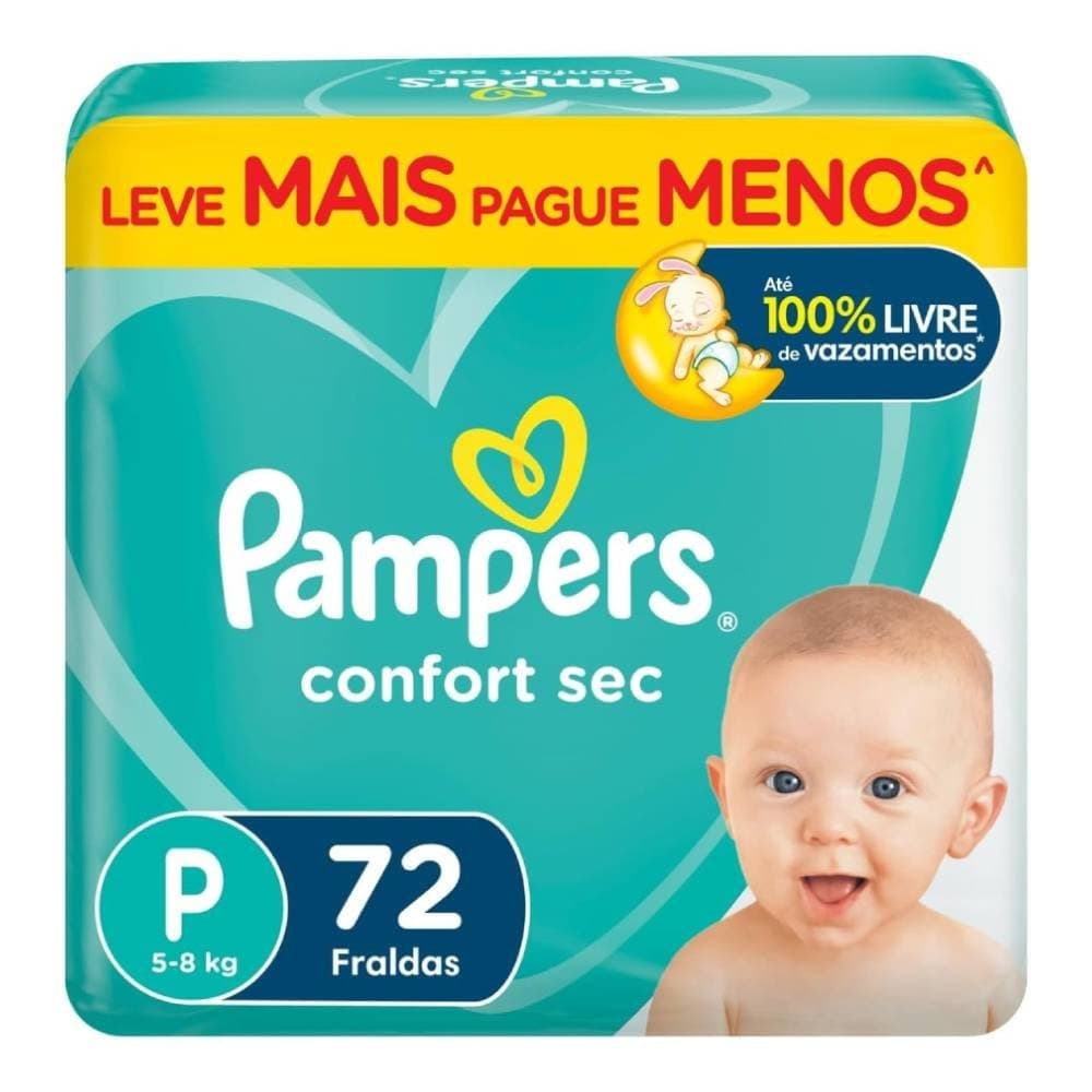 Fralda Pampers Confsec Bag P 72 Unidades