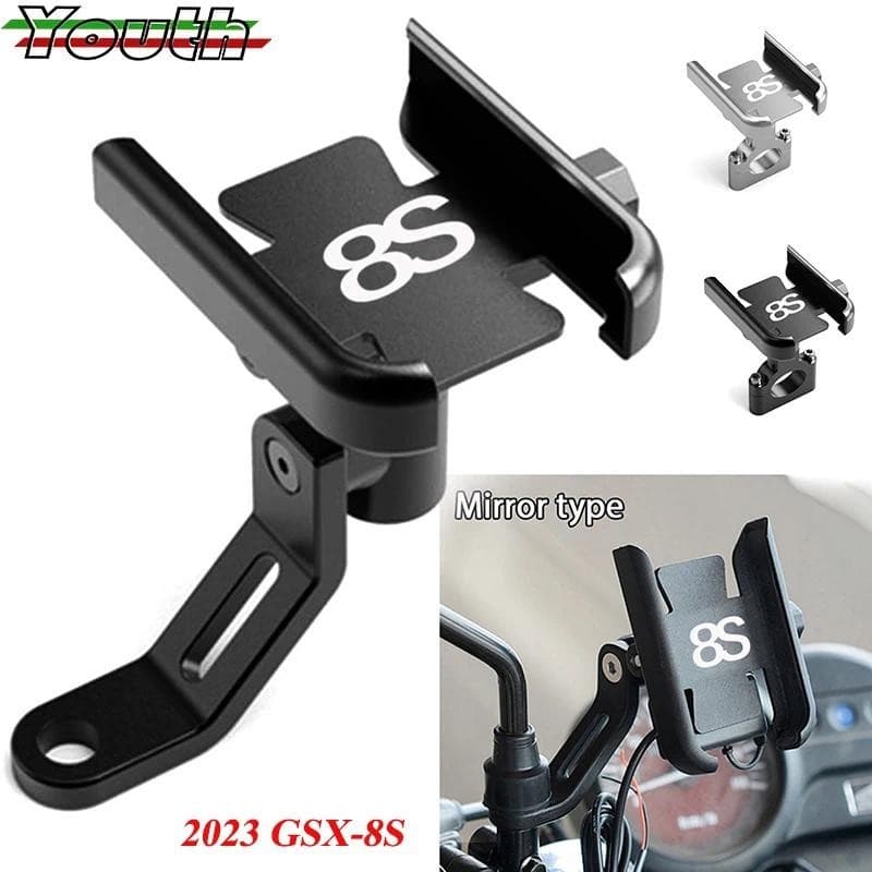 Para SUZUKI GSX-8S GSX8S 8S 2023 2024 Motocicleta CNC Alumínio Guiador Espelho Suporte Do Telefone Móvel GPS Peças De Au
