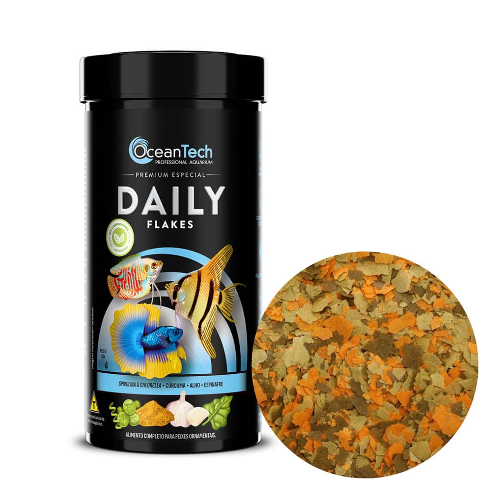 Ração Daily Flakes 20g Ocean Tech Peixes Betta Colisa Acara