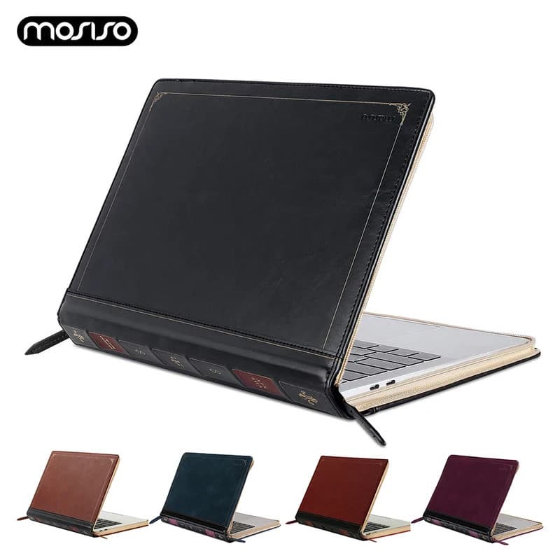 MOSISO Capa Para Laptop MacBook Air 13 Polegadas A2681 A3240 A3113 15 Pro 14 Pro16 PU Couro Vintage Portfólio Marrom