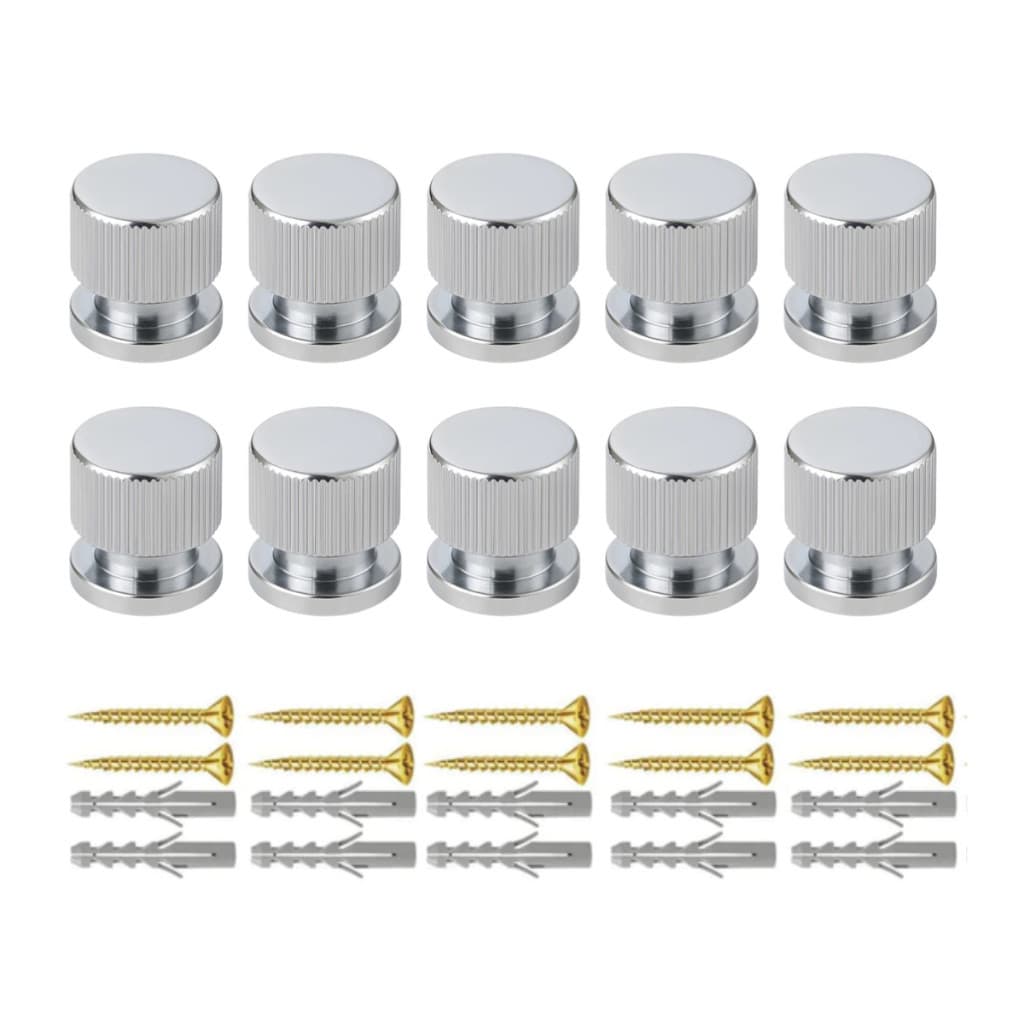 Kit com 10 Botões Francês Suporte Para Espelho de Plástico Abs Cromado metalizado + buchas e parafusos